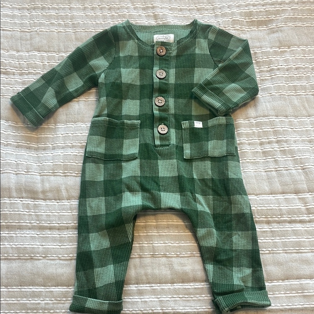 Green Plaid Baby Romper